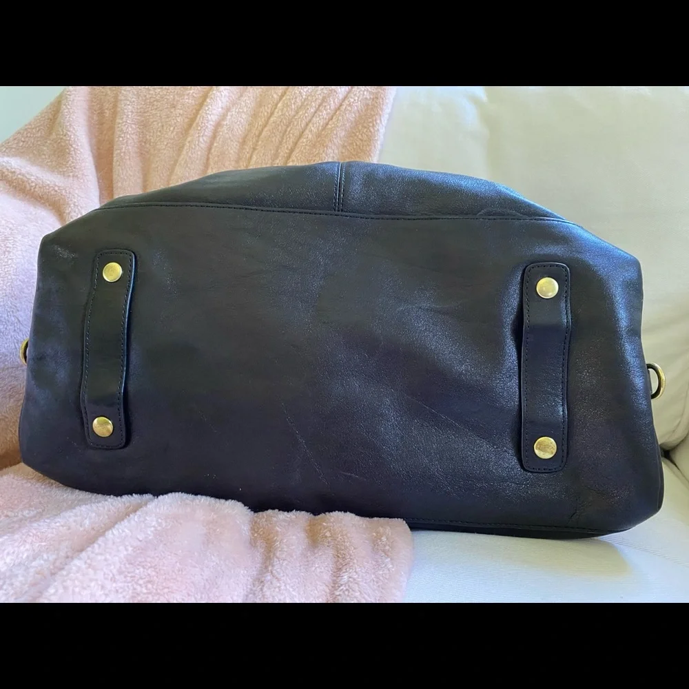 Coach Black Leather Satchel Bag with Gold Hardware